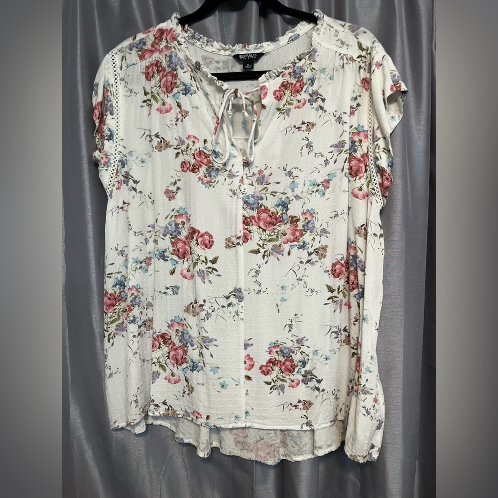 Pink & purple floral blouse